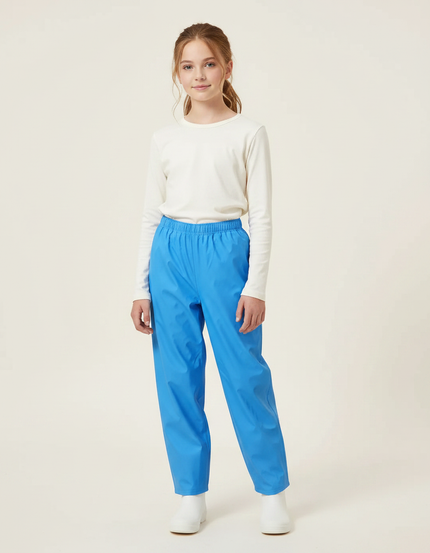Pantalon De Pluie Bleu Imperméple Enfant Ample Caoutchouc - Polyester