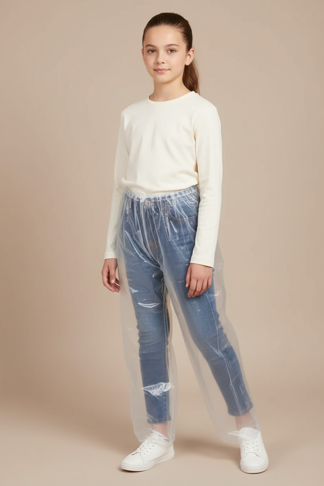 Pantalon De Pluie Transparent Imperméable Unisexe Léger - Blanc Polyester