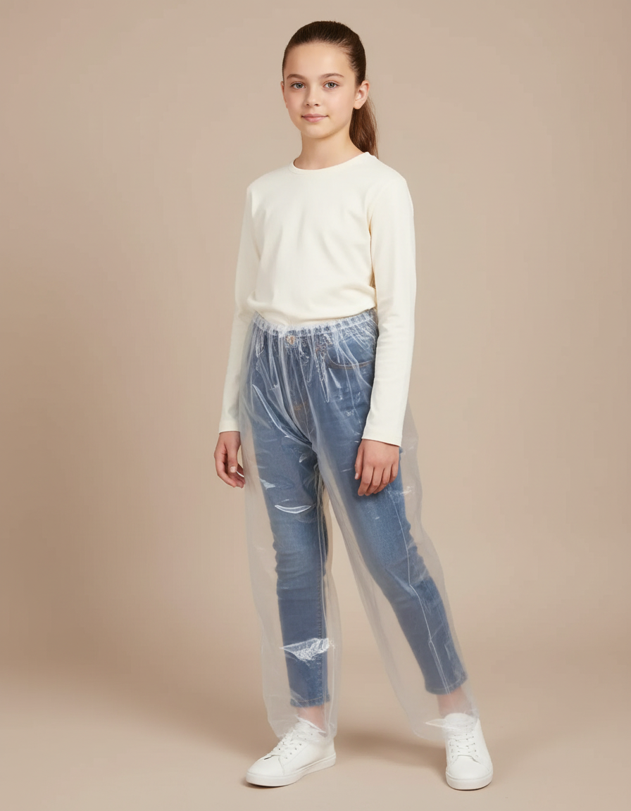 Pantalon De Pluie Transparent Imperméable Unisexe Léger - Blanc Polyester