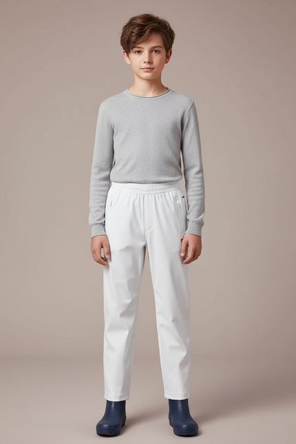 Pantalon De Pluie Blanc Imperméable Enfant Droit Élastique - Polyester