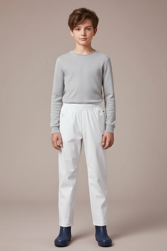 Pantalon De Pluie Blanc Imperméable Enfant Droit Élastique - Polyester