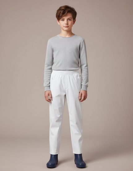 Pantalon De Pluie Blanc Imperméable Enfant Droit Élastique - Polyester
