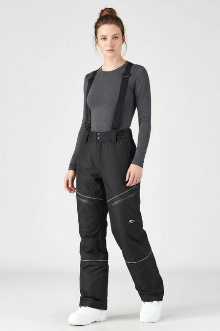 Pantalon De Pluie Noir Imperméable Bretelles Ski Femme - Polyester