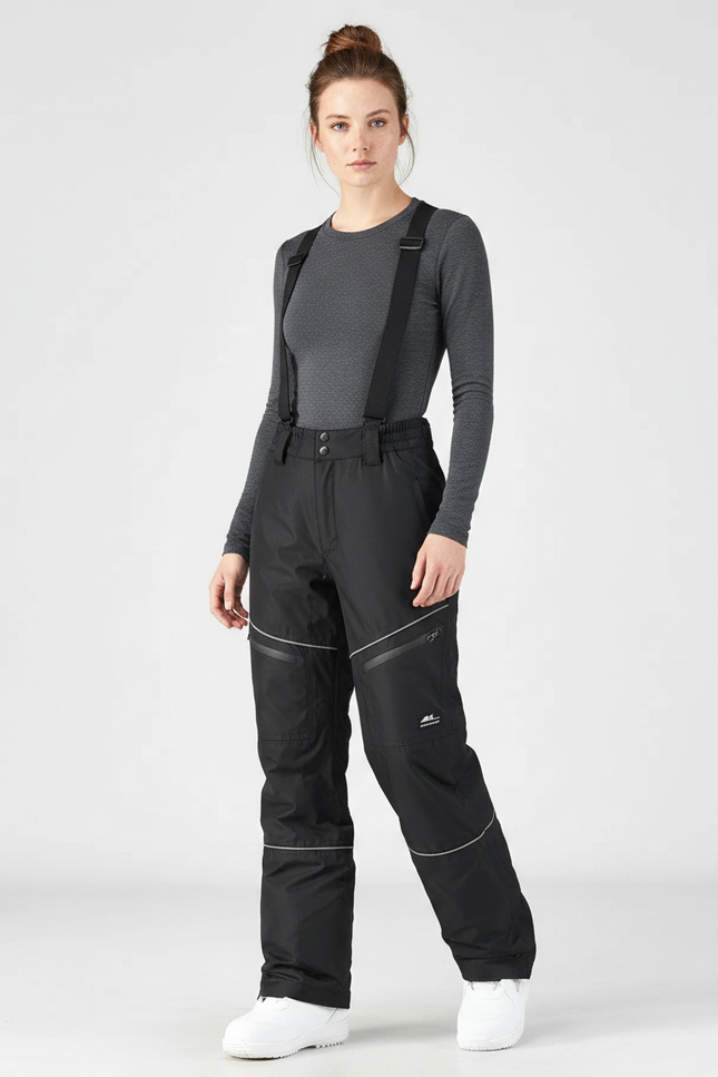 Pantalon De Pluie Noir Imperméable Bretelles Ski Femme - Polyester