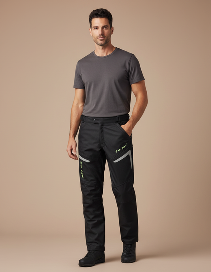 Pantalon Pluie Moto Doublure Amovible - Noir Polyester