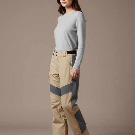 Pantalon De Pluie Beige Réfléchissant Ample Ski Femme - Polyester