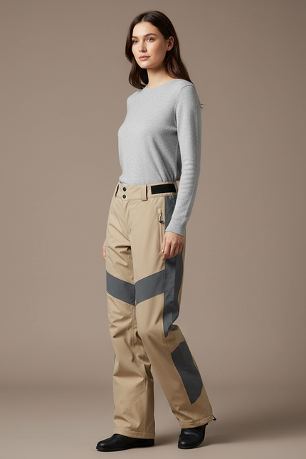 Pantalon De Pluie Beige Réfléchissant Ample Ski Femme - Polyester