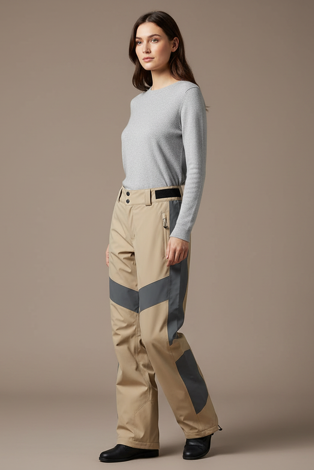 Pantalon De Pluie Beige Réfléchissant Ample Ski Femme - Polyester