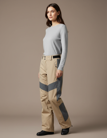 Pantalon De Pluie Beige Réfléchissant Ample Ski Femme - Polyester