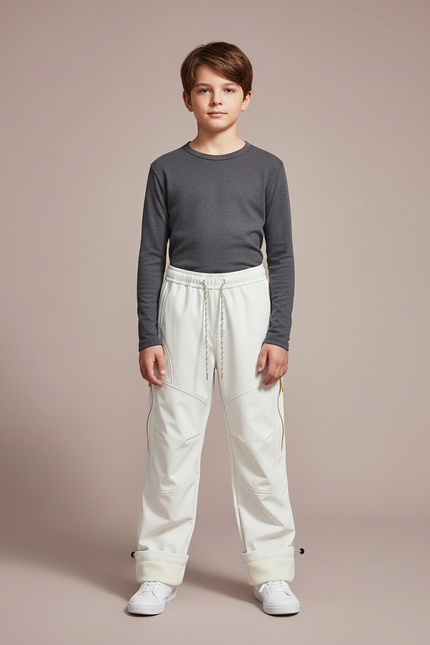 Pantalon De Pluie Blanc Imperméable Enfant Doublé Polaire - Polyester