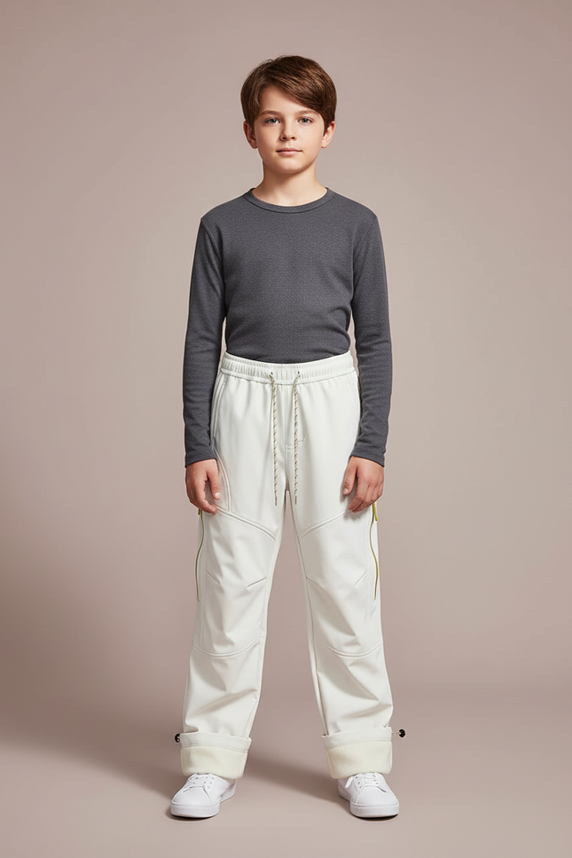 Pantalon De Pluie Blanc Imperméable Enfant Doublé Polaire - Polyester