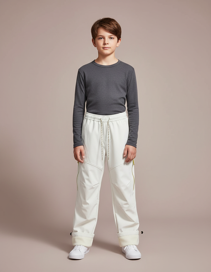 Pantalon De Pluie Blanc Imperméable Enfant Doublé Polaire - Polyester