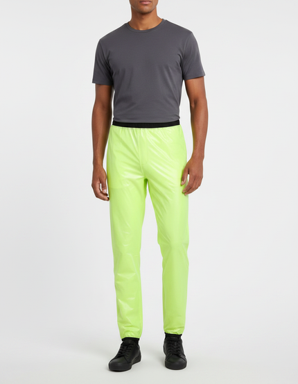 Pantalon De Pluie Jaune Fluo Imperméable Brillant Coupe Droite - Polyester