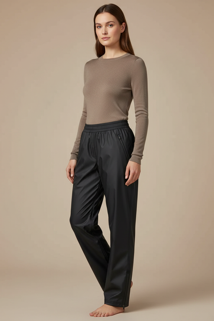 Pantalon De Pluie Noir Imperméable Décontracté Unisexe - Polyester