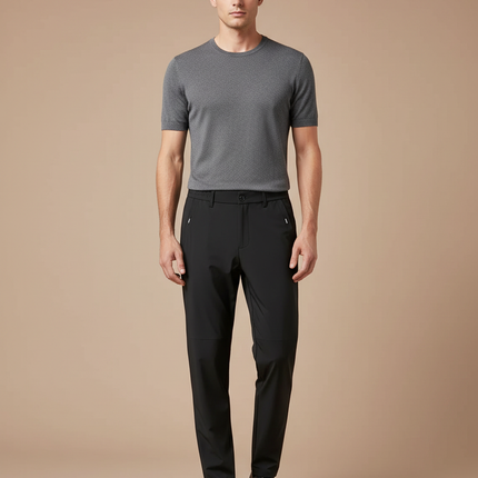 Pantalon De Pluie Noir Homme Élastique Séchage Rapide Décontracté - Polyester