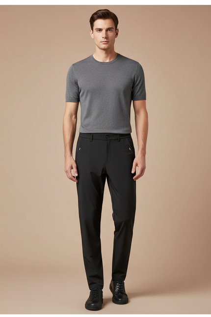 Pantalon De Pluie Noir Homme Élastique Séchage Rapide Décontracté - Polyester