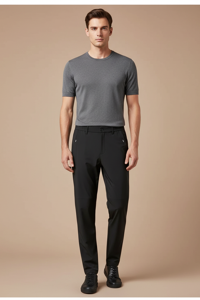 Pantalon De Pluie Noir Homme Élastique Séchage Rapide Décontracté - Polyester