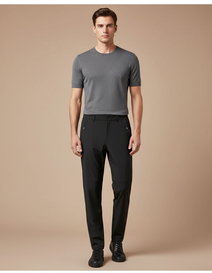 Pantalon De Pluie Noir Homme Élastique Séchage Rapide Décontracté - Polyester
