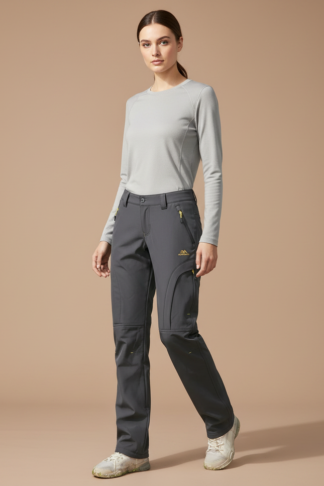 Pantalon De Pluie Gris Anthracite Chaud Softshell Femme - Polyester