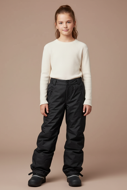 Pantalon De Pluie Noir Imperméable Enfant Ski Hiver - Polyester