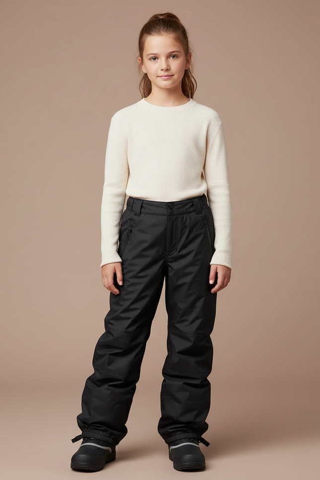 Pantalon De Pluie Noir Imperméable Enfant Ski Hiver - Polyester