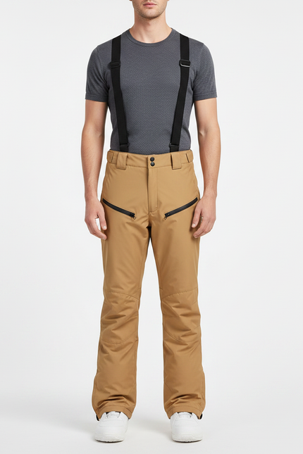 Pantalon De Pluie Beige Bretelles Amovibles Imperméable Homme - Polyester