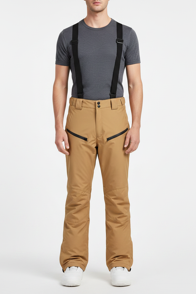 Pantalon De Pluie Beige Bretelles Amovibles Imperméable Homme - Polyester