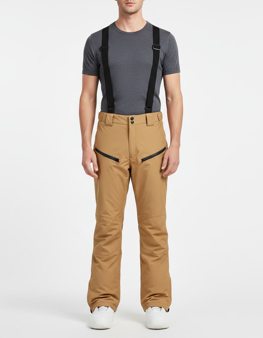 Pantalon De Pluie Beige Bretelles Amovibles Imperméable Homme - Polyester