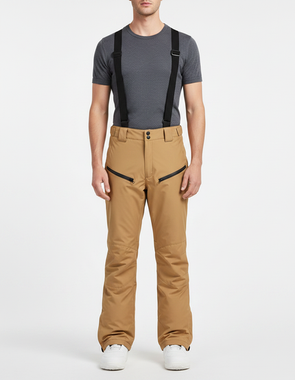 Pantalon De Pluie Beige Bretelles Amovibles Imperméable Homme - Polyester
