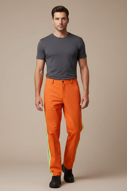 Pantalon De Pluie Orange Droit Réfléchissant Homme Travail - Polyester