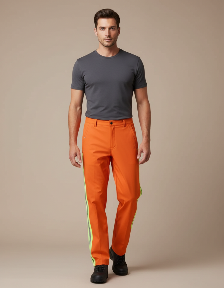 Pantalon De Pluie Orange Droit Réfléchissant Homme Travail - Polyester