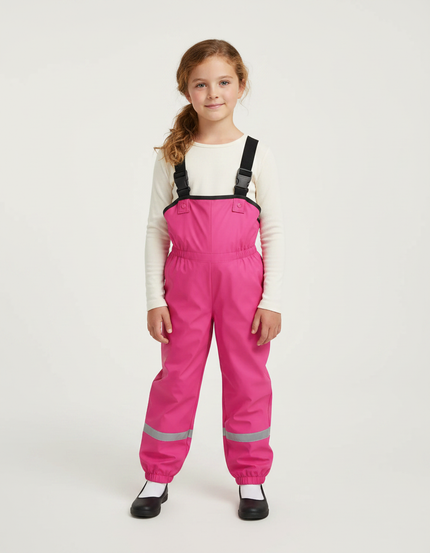 Pantalon De Pluie Rose Imperméable Bretelles Réfléchissant Enfant - Polyester
