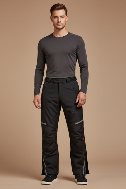 Pantalon De Pluie Noir Imperméable Réfléchissant Droit Homme - Polyester