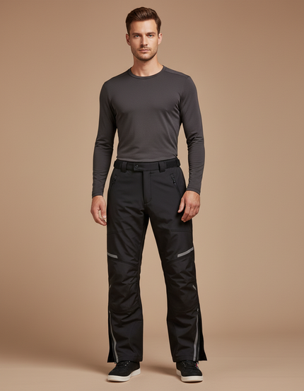 Pantalon De Pluie Noir Imperméable Réfléchissant Droit Homme - Polyester