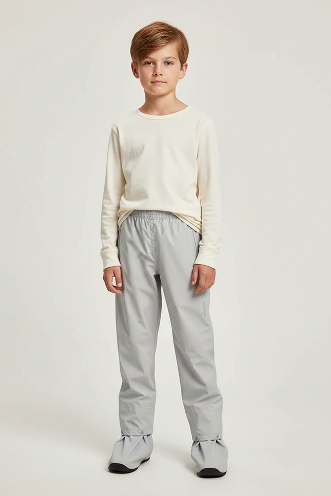 Pantalon De Pluie Gris Imperméable Enfant Léger Ajustable - Polyester