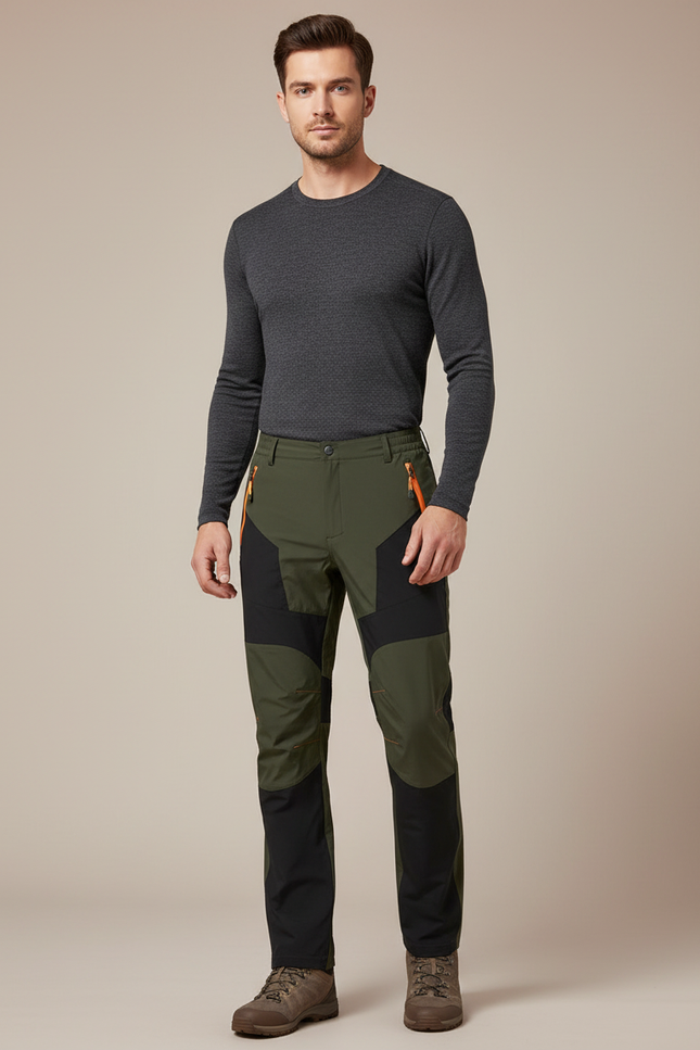 Pantalon De Pluie Vert Kaki Extensible Imperméable Randonnée - Polyester