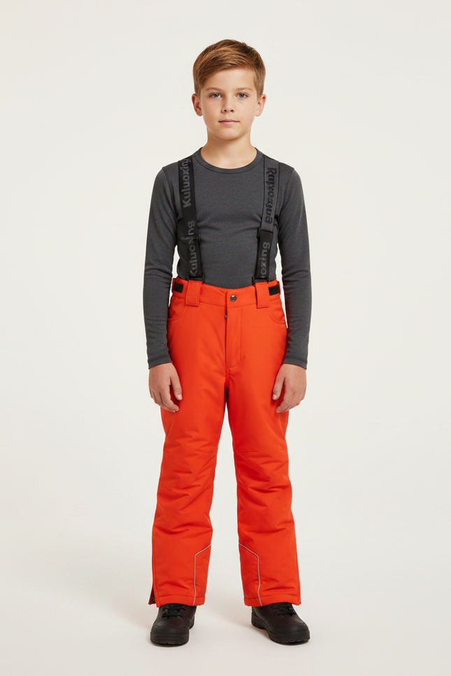 Pantalon De Pluie Orange Bretelles Réfléchissant Imperméable Enfant - Polyester