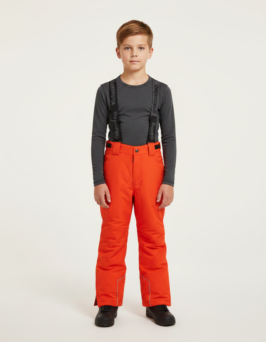 Pantalon De Pluie Orange Bretelles Réfléchissant Imperméable Enfant - Polyester