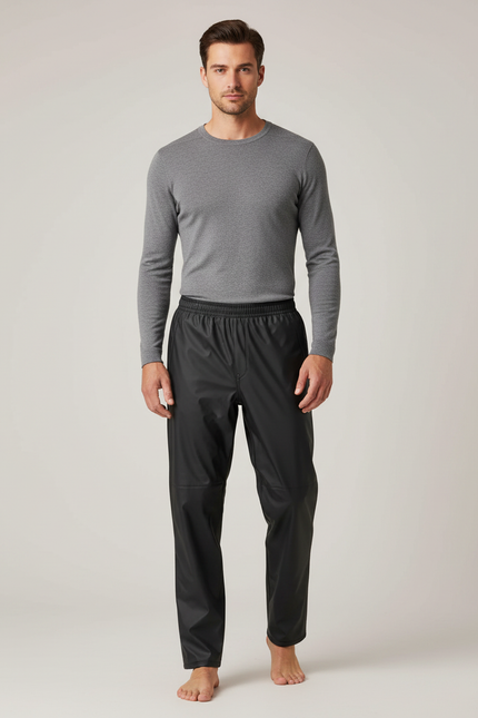 Pantalon De Pluie Noir Imperméable Classique Homme - Polyester