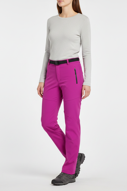 Pantalon De Pluie Fuchsia Ceinturé Imperméable Randonnée Femme - Rose Polyester