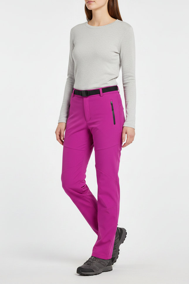 Pantalon De Pluie Fuchsia Ceinturé Imperméable Randonnée Femme - Rose Polyester