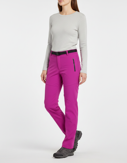 Pantalon De Pluie Fuchsia Ceinturé Imperméable Randonnée Femme - Rose Polyester
