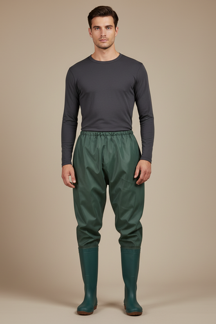 Pantalon De Pluie Vert Imperméable Unisexe Ample - Polyester