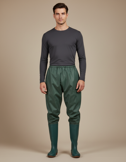 Pantalon De Pluie Vert Imperméable Unisexe Ample - Polyester