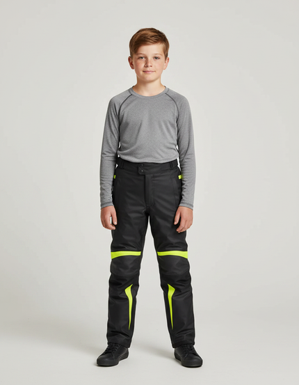 Pantalon De Pluie Noir Imperméable Enfant Bandes Jaunes Fluorescentes - Polyester