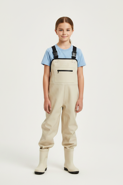 Pantalon De Pluie Beige Enfant Imperméable Bretelles Salopette - Polyester
