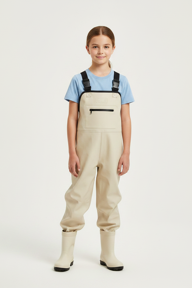 Pantalon De Pluie Beige Enfant Imperméable Bretelles Salopette - Polyester