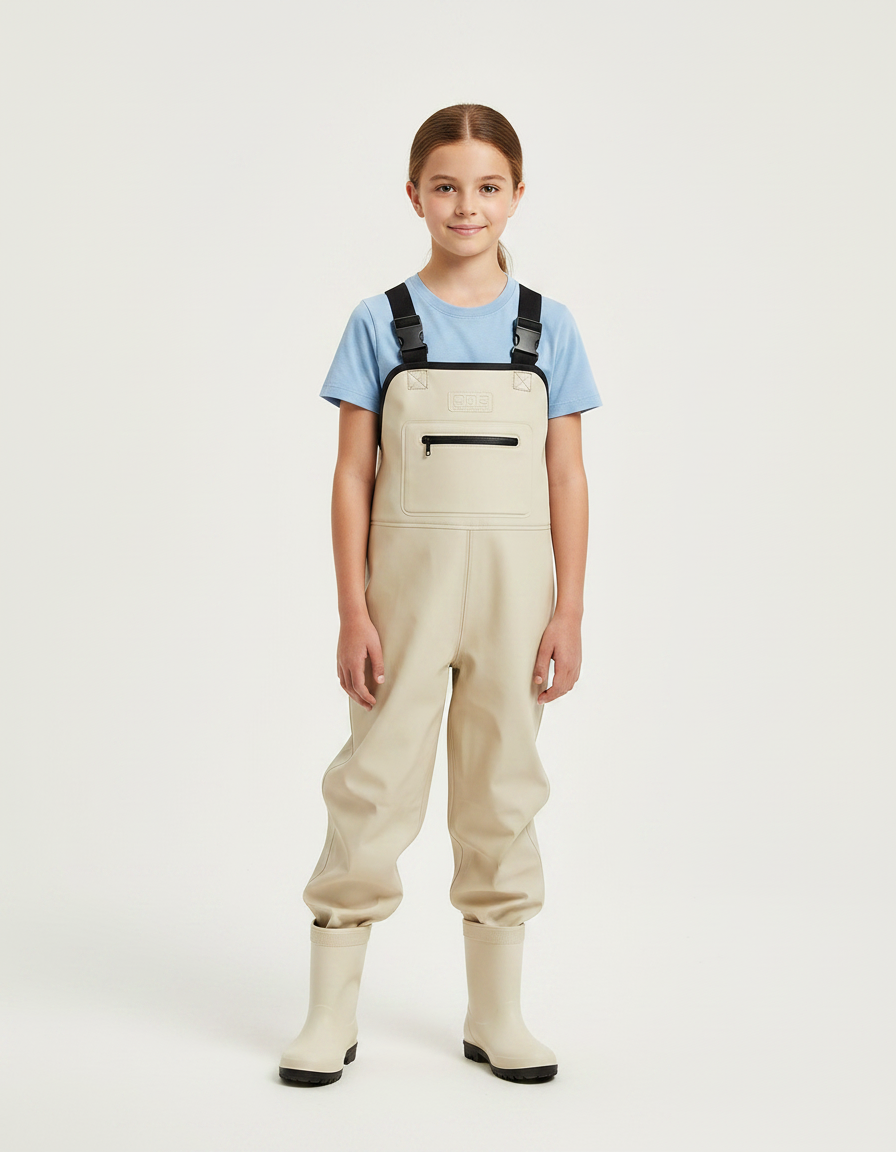 Pantalon De Pluie Beige Enfant Imperméable Bretelles Salopette - Polyester