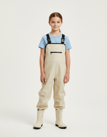 Pantalon De Pluie Beige Enfant Imperméable Bretelles Salopette - Polyester