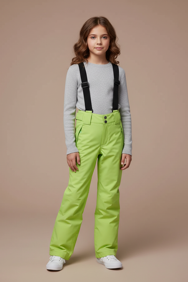 Pantalon De Pluie Vert Fluorescent Imperméable Enfant Ski Hiver - Polyester